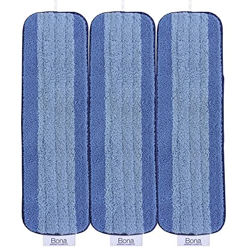 Image of Bona Microfibre Cleaning Pad, for Wood and Hard-Surface Floors, fits Bona Family of Mops, 3 Count (Pack of 3), Blue