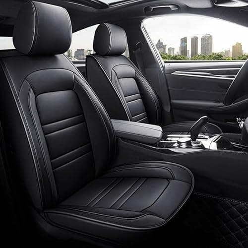Image of 2 Pcs Artificial Leather Car Seat Covers for VW Amarok Beetle Bora CC Caddy Life EOS Fox golf Plus SV Jetta Passat Polo Sharan T-cross T-roc Taigo Tiguan Tiguan Allspace Touran E-golf