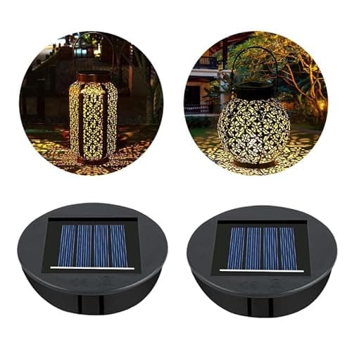 Image of Flintronic Replacement Top Solar Panel, 2 PCS Lantern Lid Lights, Bulb Replacement Part for Outdoor Hanging Lanterns, DIY Table Lights, Garden Patio Decoration
