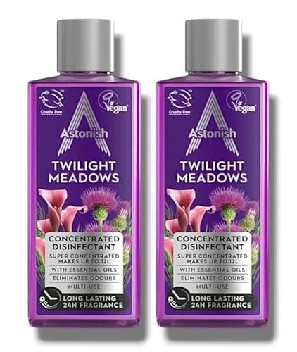 Image of 2× Astōnish | Twilight Meadows Concentrated Disinfectant with Essential Oils | Multi-Use, 24h Fragrance, Super Concentrated Makes Up to 12L - Vegan, Cruelty Free | 300mL Each