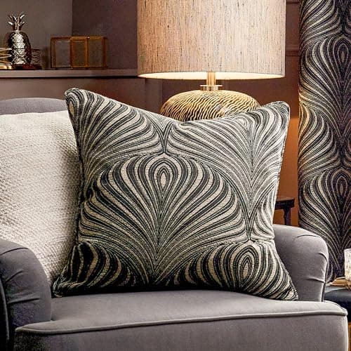 Image of Paoletti Gatsby Jacquard Piped Polyester Filled Cushion, 55 x 55cm