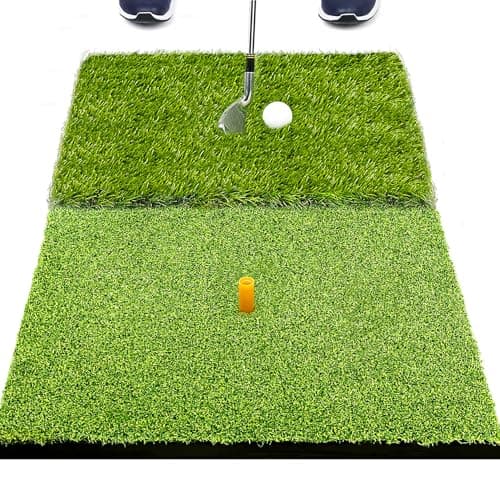 Image of SAPLIZE 23" x 16" Foldable Golf Hitting Mat, 2-in-1 Golf Turf Grass Mat, Rough and Fairway for Hitting, Chipping and Putting Golf Practice and Training Mat for Indoor/Outdoor