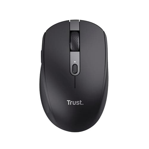 Image of Trust Ozaa Silent Wireless Mouse Bluetooth + 2.4GHz, Compact Multidevice Mouse, 60% Recycled Plastics, Rechargeable Bluetooth Mouse for Laptop PC Computer Windows Android Mac - Black