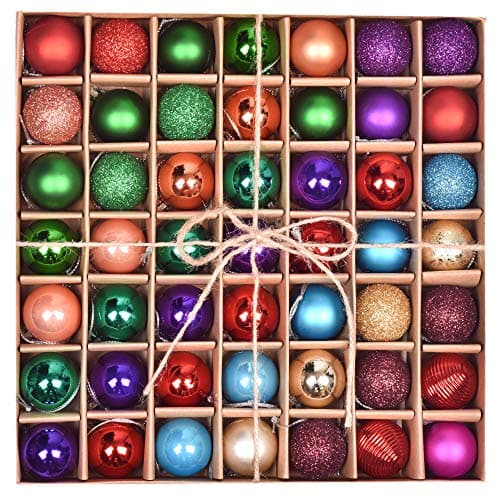 Image of Valery Madelyn Rainbow Multicoloured Shatterproof Christmas Baubles for Tree Decoration, 49pcs 3cm Ball Ornaments