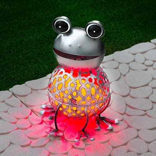 Image of GloBrite Colour Changing LED Garden Metal Scroll Solar Light - Ornament Decoration Patio Light (Frog)