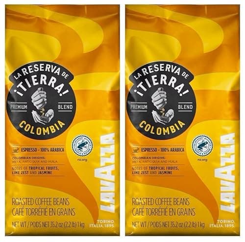 Image of Lavazza Tierra Colombia 100% Arabica Coffee Beans 1 kg (Pack of 2, Total 2kg)