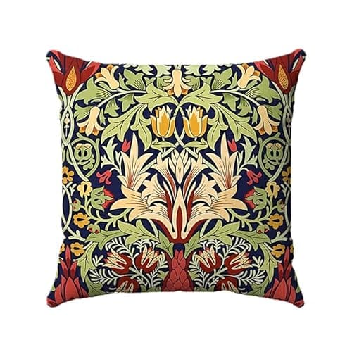 Image of ZFENGYYUAN William Morris Strawberry Thief Floral Cushion Covers 45x45 cm throw pillowcases Snake Head Flower Decorative Pillow Covers for Sofa Couch Seaweed polyester two sides
