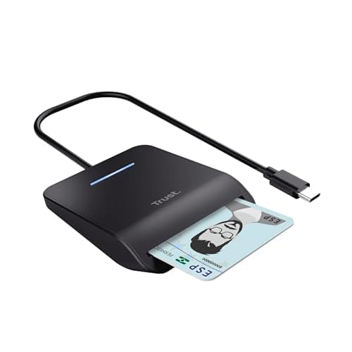 Image of Trust Primo USB-C Smart ID Card Reader DNI, FIPS 201 / TAA and ISO 7816 Class A/B/C Compliant, 100cm Cable, Secure Login, USB Card Reader Compatible with Windows/Mac, Personal Identification