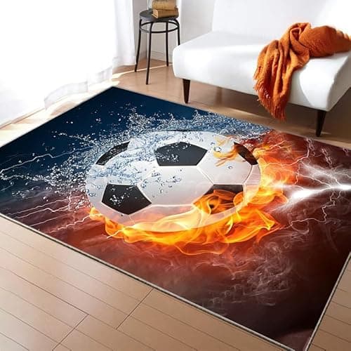 Image of WFKKMEQ Football Area Rugs, Football Bath Rug Pattern Mat Non Slip Soft Bath Mat Carpets Area Mats for Kids Washable Throw Rugs Mats for Living Room Home Decor (50 x 80 cm)