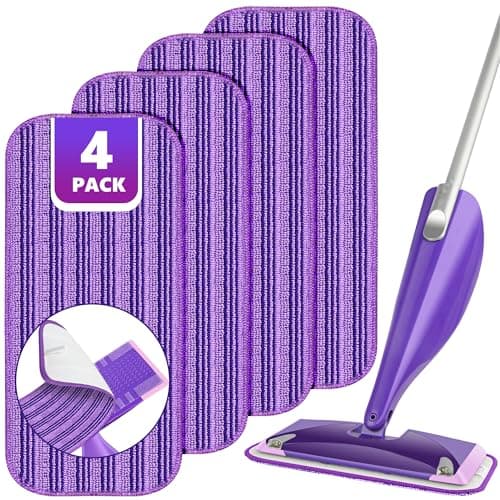 Image of Spray Mop Refill Pads for Flash Powermop, 4PCS Microfibre Mop Pads Washable for Household Wet Dry Floor Mop, Reusable Mop Head Replacement for Hardwood Laminate Floor Cleaning