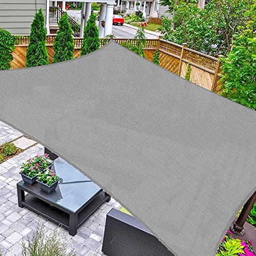 Image of ASTEROUTDOOR Sun Shade Sail Rectangle 8' x 12' UV Block Canopy for Patio Backyard Lawn Garden Outdoor Activities, Gray