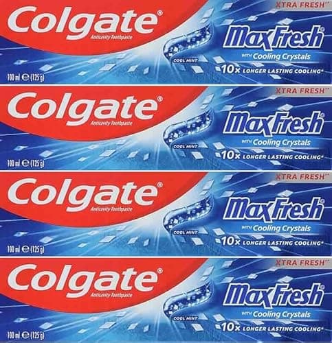 Image of Colgate Max Fresh Cool Mint Toothpaste 100ml x 4 Pack – Cooling Crystals for Long-Lasting Fresh Breath – Fluoride Formula for Cavity Protection – Refreshing Daily Oral Care Bundle