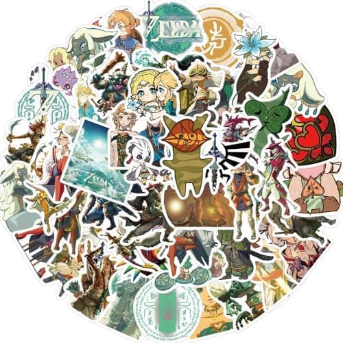 Image of 50pcs The Legend of Zelda Stickers Pack, Cartoon Cool Game Waterproof Vinyl Decal for Laptop, Guitar, Notebook, Luggage, Skateboard
