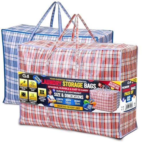Image of G4GADGET Laundry Bags with Zip 2 Pack (50x50x12cm) – Reusable Washing Machine Laundry Bag for Delicates, Travel, Clothes Storage, Lingerie & Small Items Organiser