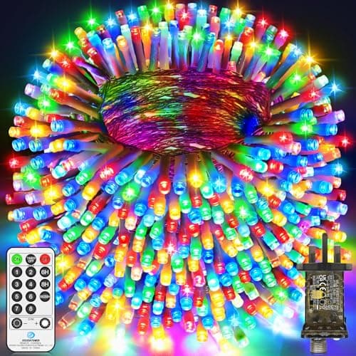 Image of LYNNON 40M 800 LED Fairy Lights Outdoor Christmas Lights Plug in Clear Wire String Lights with Remote Timer 8 Modes Waterproof for Outside Garden Tree Yard Patio Party Wedding Decorations -Multicolor