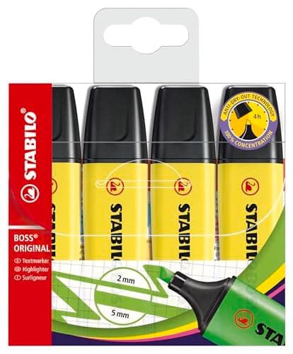 Image of STABILO BOSS ORIGINAL - Highlighter - Pack of 4 - Yellow