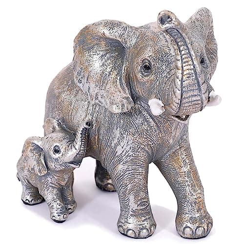 Image of Irayin Elephant Decoration, Elephant Ornaments, Elephant Gifts for Women, Mom Gift, Decoration for Living Room, Office, Bookshelf, Bedroom - Silver