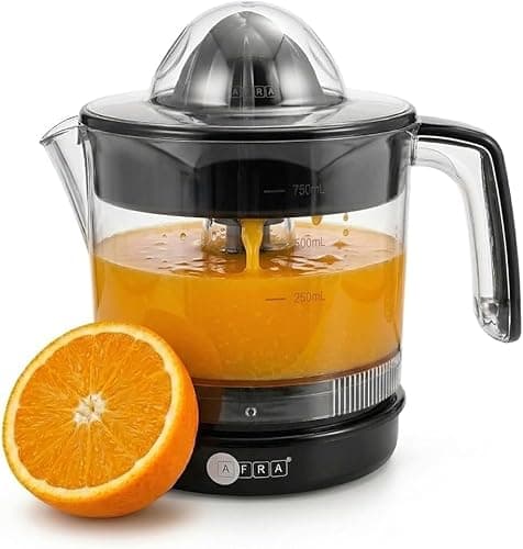 Image of AFRA Electric Citrus Juicer 750ml, Orange Lemon & Lime Juicer with Auto Reverse, Press to Start, BPA-Free, Easy Clean Compact Juicer, Black