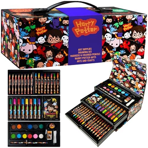 Image of Harry Potter Art Set for Kids, Art Supplies Paints Colouring Pens Colouring Pencils Crayons Travel Carry Case Arts and Crafts, Gifts for Kids (Multi)