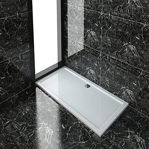 Image of ELEGANT Rectangular 1400 x 800 x 40 mm Stone Tray for Shower Enclosure Cubicle + Waste Trap