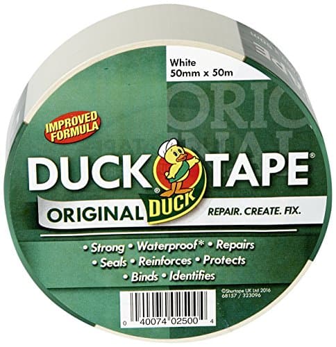 Image of Duck Tape Original White Duct Tape, 50mm x 25m Heavy Duty, Waterproof Gaffer, Gaffa Sticky Tape, Strong Adhesive Cloth Repair Tape, Suitable for Packing boxes, Moving House, Parcels or Packaging