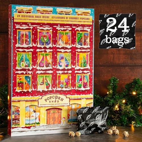 Image of Popcorn Shed Gourmet Popcorn Advent Calendar 2025 (24 Days of Popcorn) - 12 Luxury Flavours, All Natural Ingredients, Vegetarian Foodie Gift, Non-Chocolate Gourmet Popcorn Christmas Advent Calendar
