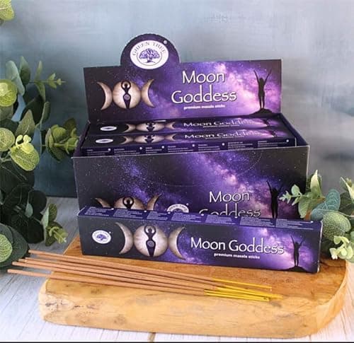Image of Green Tree Moon Goddess – Premium Masala Incense Sticks | 3 Pack Set with JRose Burner | Divine Feminine Energy & Relaxation