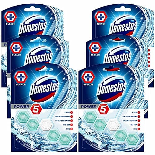 Image of 6 Pack of Domestos Power 5 ToiletBleach Toilet Blocks with 5 Benefits and Long Lasting Fragrances for Removing Limes and Bacs for Maintaining Freshness
