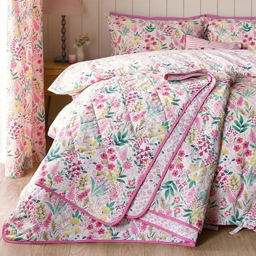 Image of Catherine Lansfield Tilly Floral Fully Reversible 220x230cm Bedspread Pink