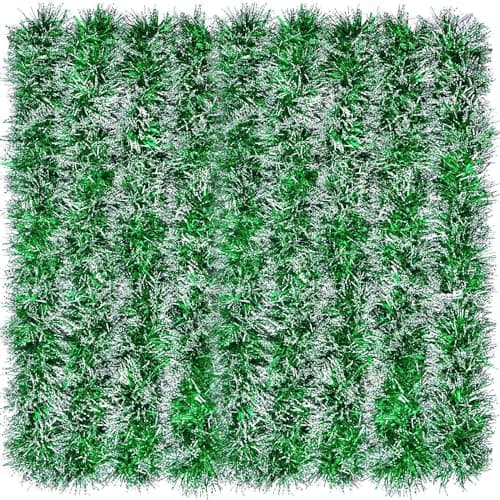 Image of LATERN 10M Christmas Tinsel Garland, Green Color Metallic Tinsel Chunky Glittering Tinsel Thick Shiny Garland with Frost Tip for Christmas Tree Winter Wedding Birthday Holiday Party Decoration