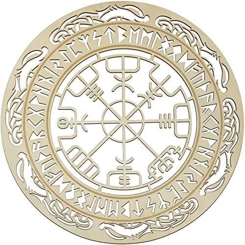 Image of Helm of Awe 4th Level Wall Art 12 Inch Nordic Viking Symbol Wall Art Wooden Vegyir Wooden Wall Art Perfect for Nordic Art Lovers