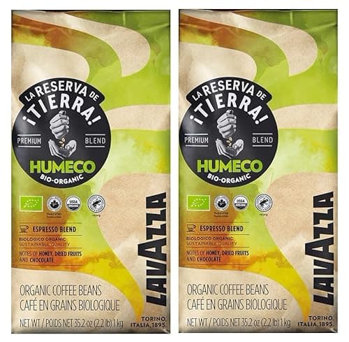 Image of Lavazza Tierra Humeco Bio-Organic Coffee Beans 1 kg (Pack of 2, Total 2kg)