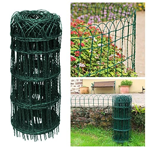 Image of 650mm x 10m Garden Border Fence Green PVC Coated Galvanised Wire Lawn Edge Fencing by True Products