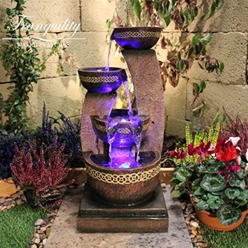 Image of Tranquility Kanthoros Mains Powered Water Feature,Waterfall, Water Fountain, Garden Decoration, Garden Feature