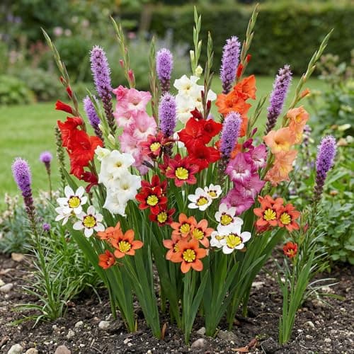 Image of 50 x Butterfly Flower Bulb Box – Mix of Liatris, Gladiolus & Sparaxis – Attracts Pollinators – Perennials – for Your Beautiful Garden