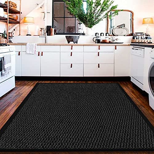 Image of Large Carpet Mat Waterproof Non Slip Strong PVC Backing Floor Mat - Black, 120 x 150 cm - High Traffic Area Rug Dirt Trapper Muddy Paws Rug