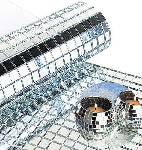 Image of WDragon 2400pcs Real Glass Silver Mirrors Mosaic Tiles Sticker for Craft Square Glass Tiles Self Adhesive,5mm by 5mm (Silver, 2400PCS)