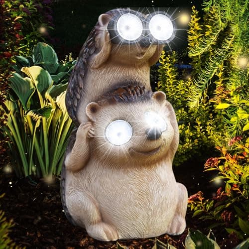 Image of ZOYDP Solar Garden Ornaments Hedgehog, Waterproof Garden Ornaments Outdoor Statue, Solar Animal Statue Hedgehog for Home Yard Lawn, Resin