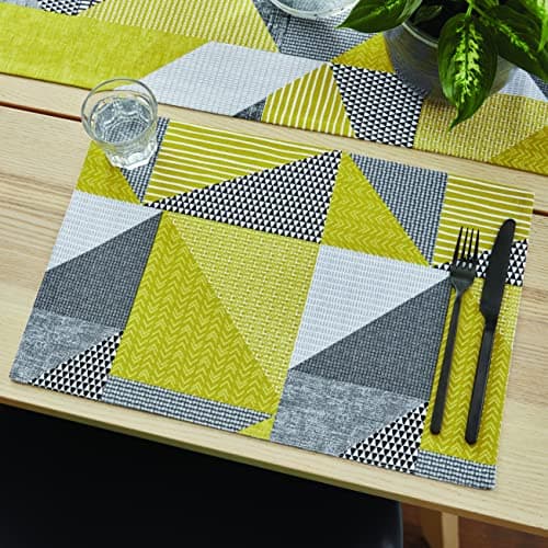 Image of Catherine Lansfield Larsson Geo Two Pack Wipe Clean Placemats Ochre