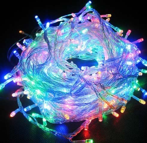 Image of 200 Multi-Coloured LED's Clear Cable Connectable Outdoor Christmas Waterproof String Lights (20m) with Low Voltage Plug