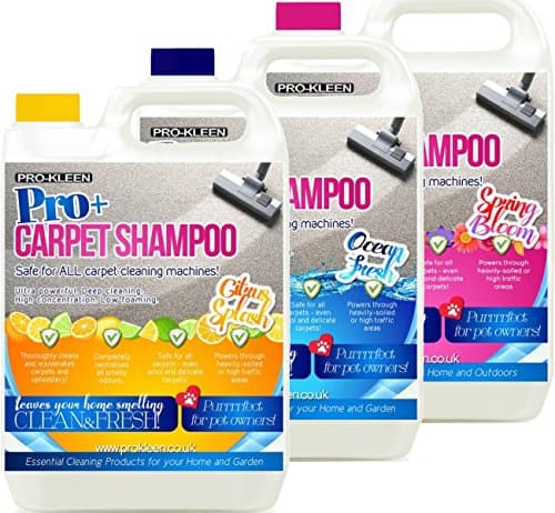 Image of Pro-Kleen Pro+ Carpet and Upholstery Cleaning Solution 3 x 5L – 4 in 1 Concentrate Carpet Shampoo – Suitable for all Machines 5L of Ocean fresh, Citrus and Spring Bloom