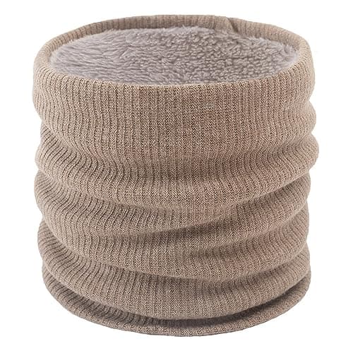Image of I Kua Fly Thermal Snoods for Men Women Fleece Neck Warmer Unisex Thick Knitted Circle Scarf Winter Warm Neck Gaiter Face Covering for Cycling Running Skiing Sports (Khaki)