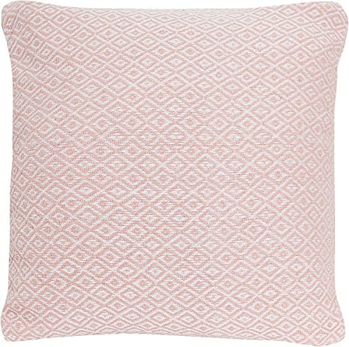 Image of Large Cushion Covers 60cm x 60cm Blush Pink Diamond Geo Pattern, 100% Cotton Square Cushions For Home Decor Sofa Bed