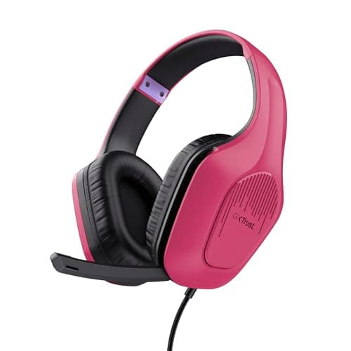 Image of Trust Gaming GXT 418P Rayne Lightweight Gaming Headset for PC Xbox PS4 PS5 Switch Mobile, 3.5 mm Jack, 2m Cable, 50mm Drivers, Foldaway Microphone, Over-Ear Wired Headphones, Pink