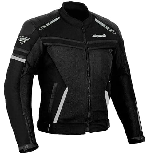 Image of RKsports Mesh 1535 Black Motorcycle Motorbike Jacket Armoured Mens (UK, Alpha, L, Regular, Regular, Black)