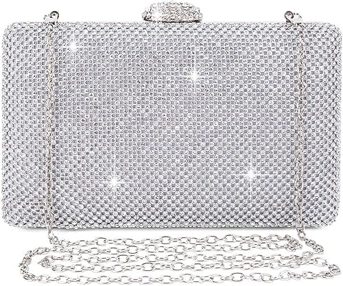 Image of BAIGIO Women's Clutches Diamante Silver Gold Clutch Bag for Wedding Party Sparkly Rhinestone Evening Bag Ladies Handbag