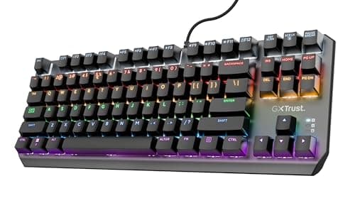 Image of Trust Gaming GXT 834 Callaz TKL Mechanical Gaming Keyboard with UK Layout, Compact Tenkeyless Design (80%), Outemu Switches, Multicolour LED Lighting, USB Mechanical Keyboard for PC, Laptop, Mac