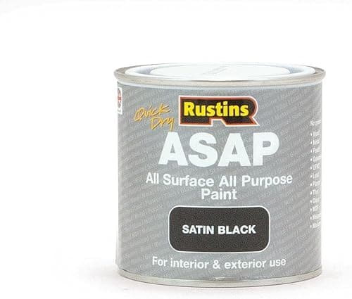 Image of ASA® Rustins ASAP All Surface All Purpose Quick Dry Paint for Exterior & Interior Use Satin Black 250ml