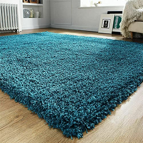 Image of Prime Plus EXTRA THICK HEAVY 5CM PILE SOFT SHAGGY RUGS MODERN AREA RUGS BEDROOM HALL RUGS (Teal Blue, 120 x 170cm)