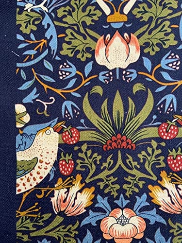 Image of Jansons Direct Linens 2 x 100% Cotton Strawberry Thief Kitchen Tea Towel in Navy Blue 50cm x 70cm William Morris Gallery